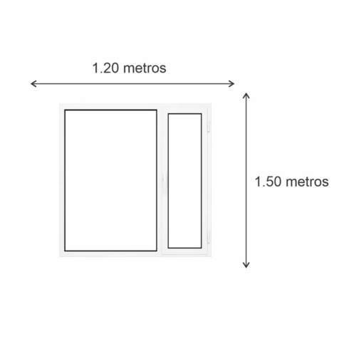 Ventana Sureña PVC Blanco DVH Nexo Confort 120x150 — diagrama con las medidas 120 × 150 cm