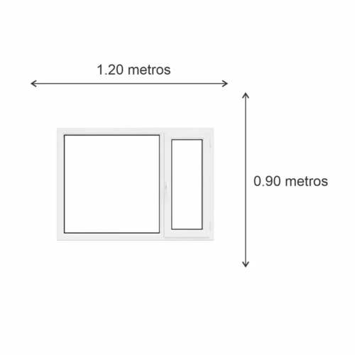 Ventana Sureña PVC Blanco DVH Nexo Confort 120x90 — diagrama con las medidas 120 × 90 cm