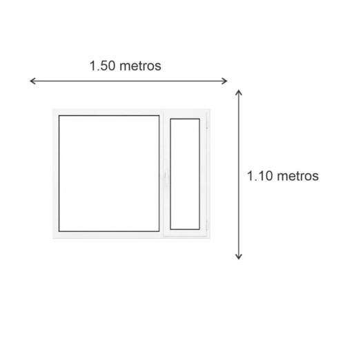 Ventana Sureña PVC Blanco DVH Nexo Confort 150x110 — diagrama con las medidas 150 × 110 cm