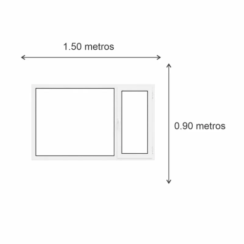 Ventana Sureña PVC Blanco DVH Nexo Confort 150x90 — diagrama con las medidas 150 × 90 cm