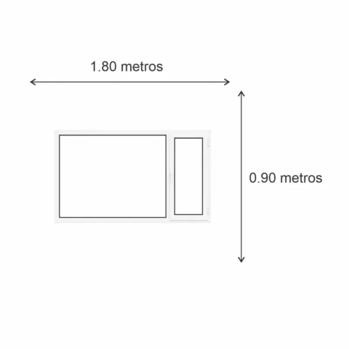 Ventana Sureña PVC Blanco DVH Nexo Confort 180x90 — diagrama con las medidas 180 × 90 cm