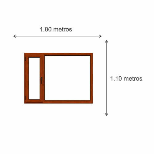 Ventana Sureña PVC Roble DVH Nexo Confort 180x110 — diagrama con las medidas 180 × 110 cm