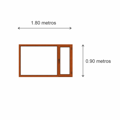 Ventana Sureña PVC Roble DVH Nexo Confort 180x90 — diagrama con las medidas 180 × 90 cm