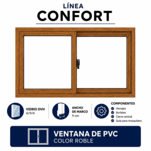 Ventana Corrediza PVC Roble DVH Nexo Confort 150x150 - Imagen 3